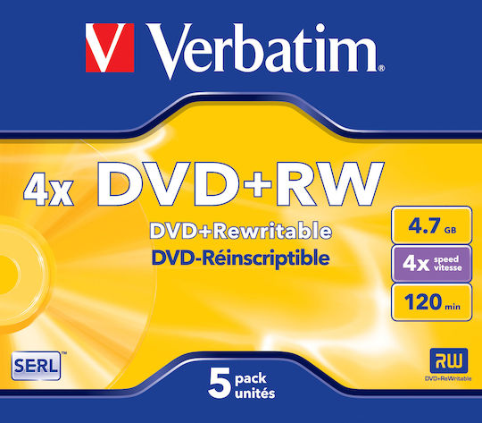 Verbatim Επανεγγράψιμα DVD+RW 4x 4.7GB 5τμχ