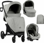 Kikka Boo Madrid 3 in 1 Verstellbar 3 in 1 Baby Kinderwagen Geeignet für Neugeborene Light Grey Melange 9.5kg