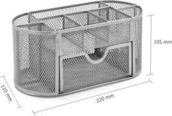 Метален Организатор На Офиса В Сребрист Цвят 22x11x10см