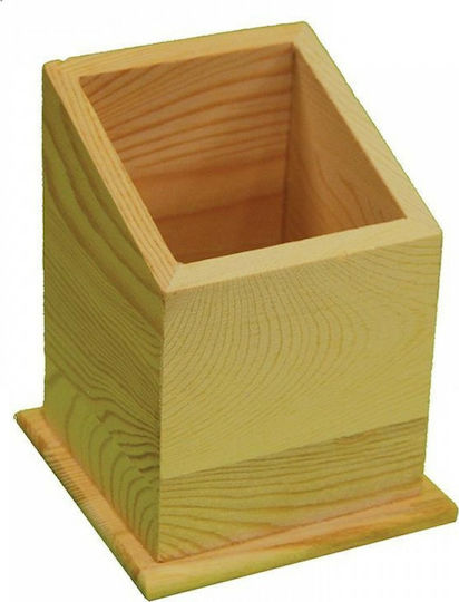 Wood Pencil Holder in Beige Colour 9.5x12x9.5cm 1 Piece
