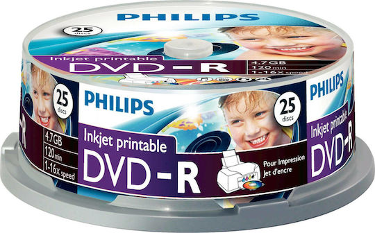 Philips Recordable DVD-R 16x 4.7GB Cake Box 25pcs