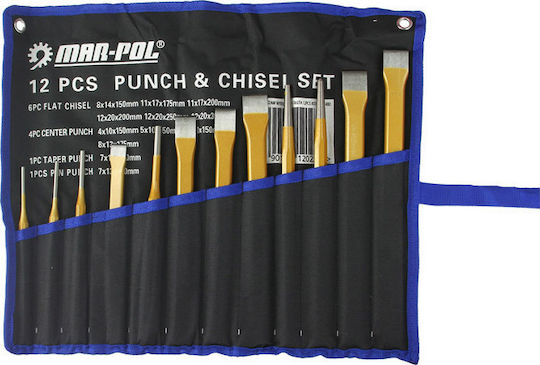 Mar-Pol Set Chisels and Punches M57480 Hand Tool Set 12pcs