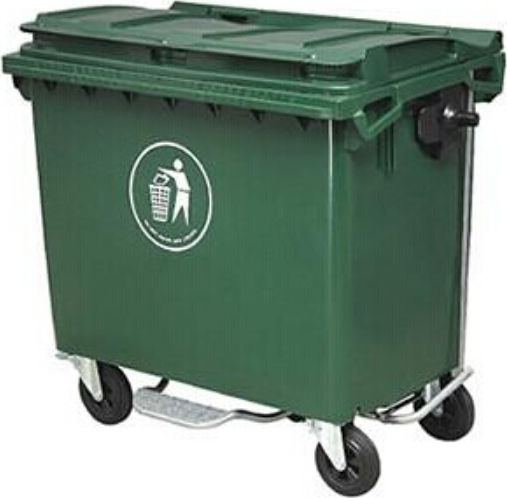 Delta Cleaning Plastic Wheeled Waste Bin 1100lt with Pedal Green