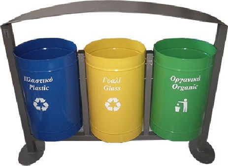 Molyto 40.10.090 Recycling Metallic Waste Bin 3x70lt Multicolour