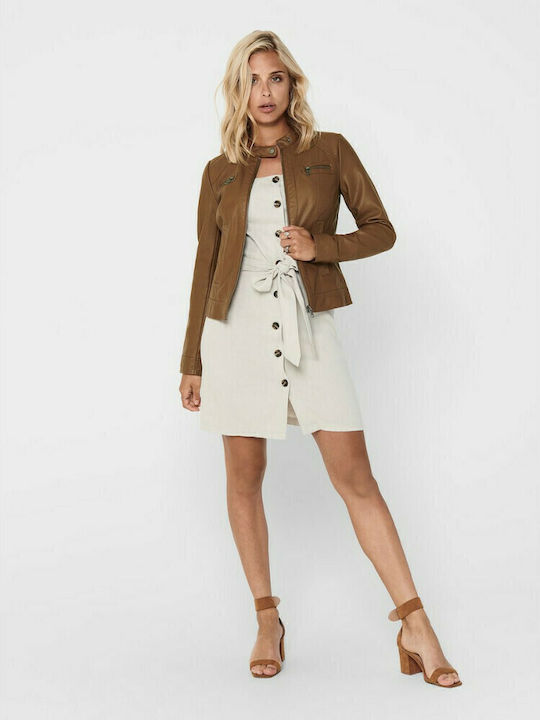 Only Bandit Γυναικείο Biker Jacket Καφέ