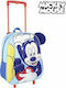 Cerda Mickey Mouse School Bag Trolley Elementary, Elementary Blue with Water Bottle Holder