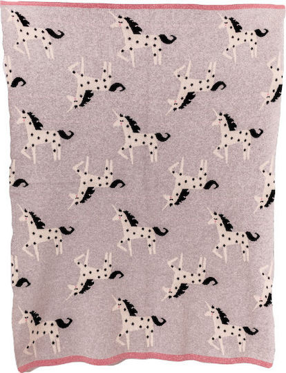 Bizzi Growin Blanket Nursery Swaddling Blankets Unicorn Rocks Knitted Gray 75x100cm