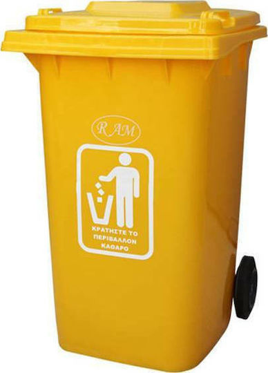 Ram Plastic Coș de gunoi Deșeuri Coșuri de gunoi cu roți 240lt Galbenț