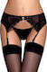 Obsessive Charms Elegant Garter Belt & Thong Black Black