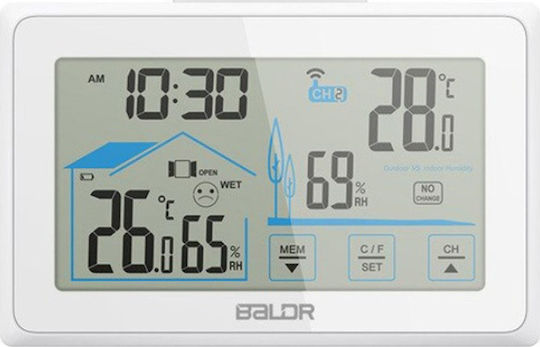 Baldr BD-907 Безжична Метеорологична станция Цифров Таблица Бял