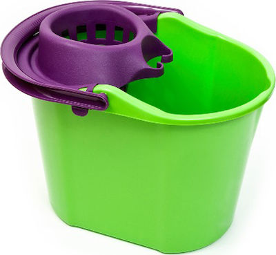 Homestyle Mop Bucket with Squeezer and Wheels Plastic Capacity 18lt Green