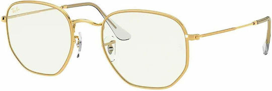 Ray Ban Hexagonal Μεταλλικά Γυαλιά Προστασίας Οθόνης σε Χρυσό Χρώμα