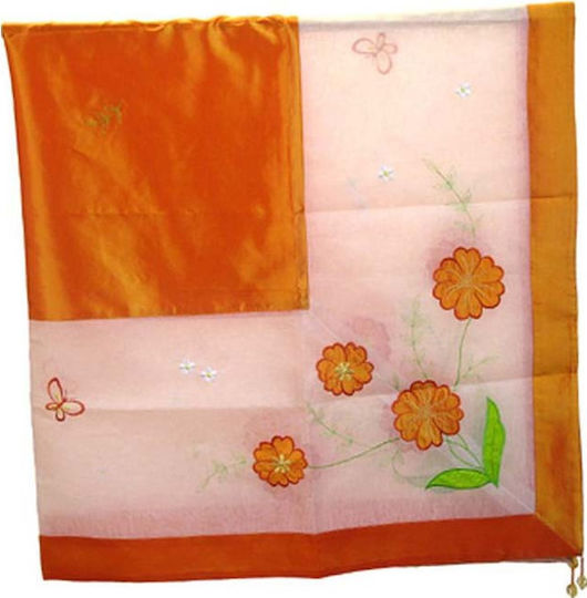Inart Checkered Tablecloth Orange 120x120cm