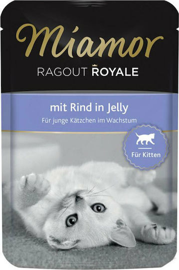 Miamor Ragout Royale KItten Wet Food for Young Cats in Pouches with Beef 100gr