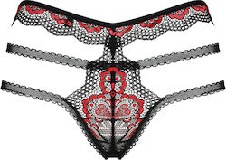 Obsessive Megies Femei Sexy Șir de caractere cu decupaje Black/Red
