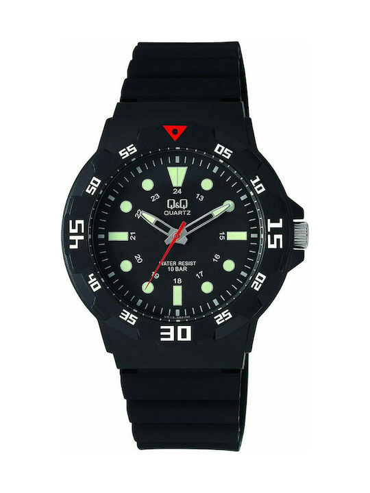 Q&Q Battery Watch with Rubber Strap Black VR18J002