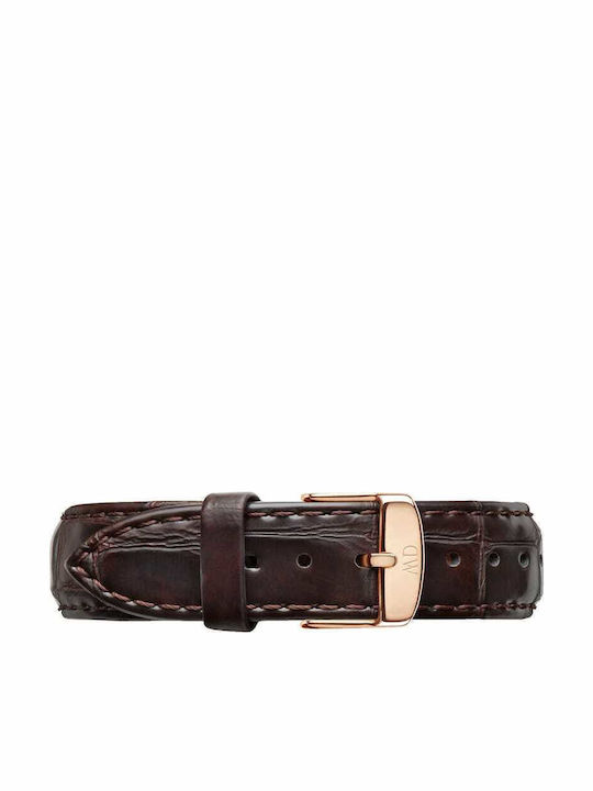 Daniel Wellington Classic York Δερμάτινο Λουράκι Καφέ/Ροζ Χρυσό 18mm