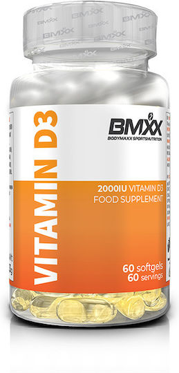 BMXX BODYMAXX SPORTSNUTRITION Vitamin D3 Vitamin für Stärkung des Immunsystems & die Knochengesundheit 2000iu 60 Softgels