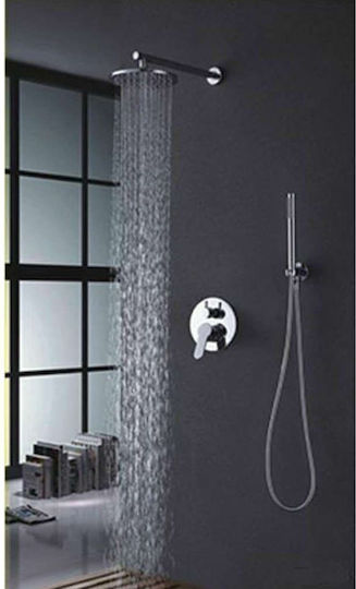 Gloria Corona Built-in Mixer, Hand Shower & Shower Head Set for Shower 2 Exits Silver