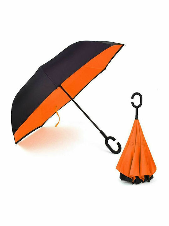 Kazbrella PB23-022 Ανδρική Ομπρέλα Βροχής με Μπαστούνι Πορτοκαλί