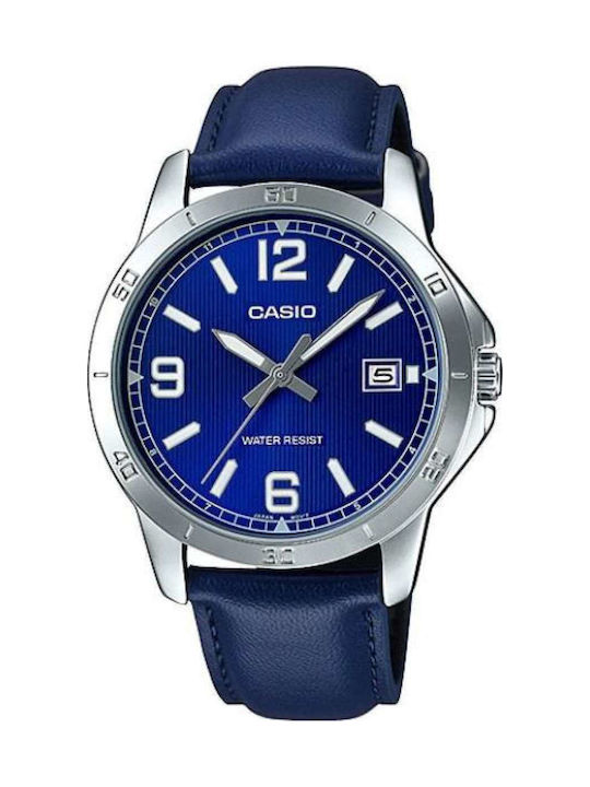 Casio Enticer Uhr Batterie mit Blau Lederarmband