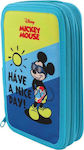 Spree Mickey Pencil Case Full with 2 Compartments Light Blue