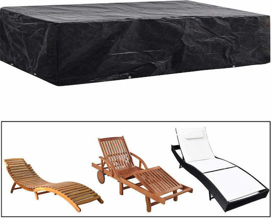 vidaXL Waterproof Protective Cover for Chaise Lounge 218x77x55 cm in Black Color