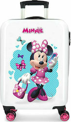 Disney Minnie Mouse Children's Cabin Travel Suitcase Hard White with 4 Wheels Height 55cm