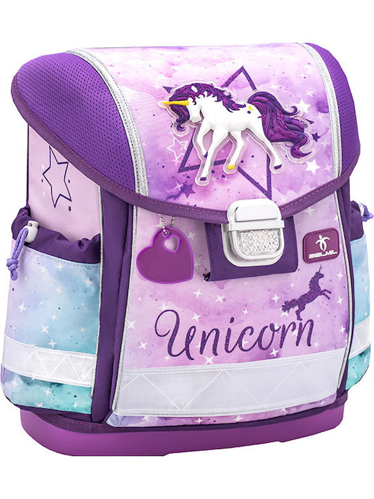 Belmil Unicorn School Backpack for Elementary Purple with Water Bottle Holder 19L
