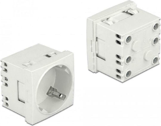 DeLock Μονή Χωνευτή Πρίζα Ρεύματος 45x45mm 10τμχ Λευκή 10τμχ