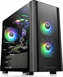 Thermaltake V150 Tempered Glass Micro Chassis Gaming Micro Tower Κουτί Υπολογιστή με Πλαϊνό Παράθυρο Μαύρο