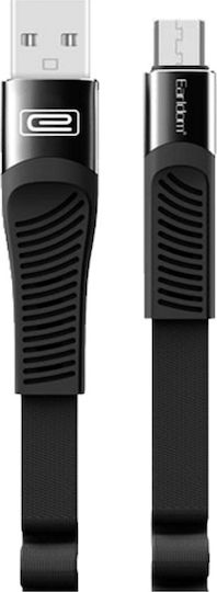 Earldom Flat USB 2.0 to micro USB Cable Μαύρο 1.2m (EC-093M)