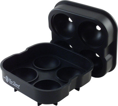 The Bars Mold Sphere Silicone Ice Cube Tray Sphere 4 Slots with Lid Black M001