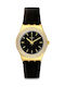 Swatch Goldy Show Watch with Black Rubber Strap