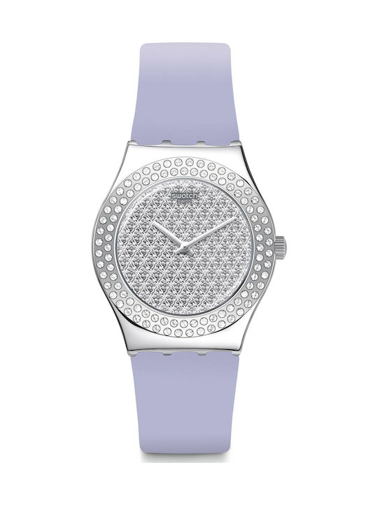 Swatch Lovely Uhr mit Lila Kautschukarmband