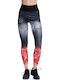 BodyTalk 1202-905306 Women's Cropped Training Legging High Waisted Grey/Red/Black