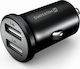 Swissten Φορτιστής Αυτοκινήτου 4.8A με Θύρες: 2xUSB Μαύρο Χρώμα