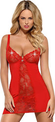 Obsessive Heartina Set Sexy cu Halat Chemise și tanga Red