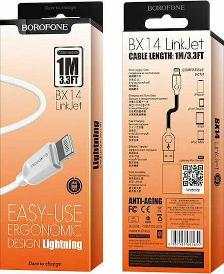 Borofone BX14 LinkJet USB-A zu Lightning Kabel Weiß 1m