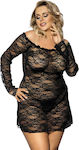 Anais Apparel Orangina Plus Size Babydoll & Thong Black