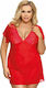 Anais Apparel Sydney Plus Size Chemise & Thong Sexy Set mit Robe Red