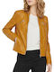 Vero Moda Women's Short Biker Jacket for Winter Camel