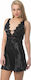 Moongirl 3076 Sexy Babydoll Satin Black