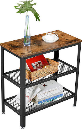 Rectangular Side Table Wooden Metal M60xW30xH60cm