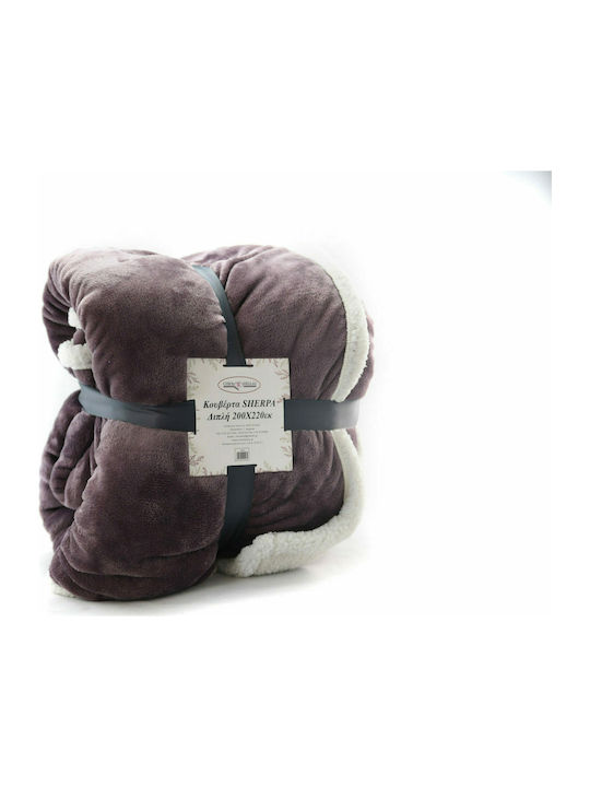 Chios Hellas 35073 Blanket Sherpa Fleece Double 200x220cm. Purple