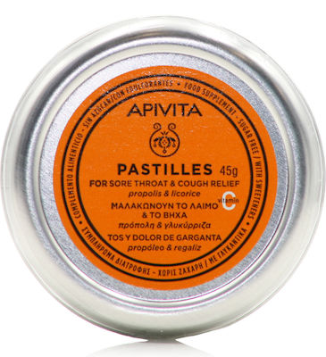 Apivita Pastilles Dropsuri pentru Tuse Uscată și Productivă Lemn dulce & Propolis 45gr