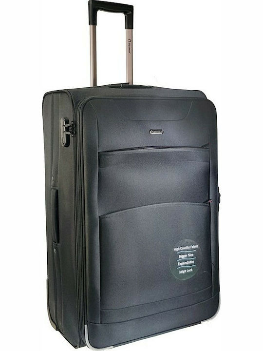 Diplomat Large The London Collection Large Fabric Black Suitcase With 2 Wheels Height 77cm