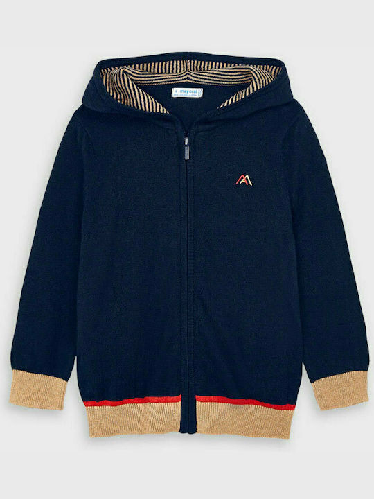 Mayoral Boys Knitted Hooded Cardigan with Zipper Blue