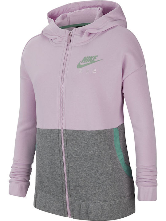 Nike Αθλητική Παιδική Ζακέτα Φούτερ με Κουκούλα για Κορίτσι Ροζ Air