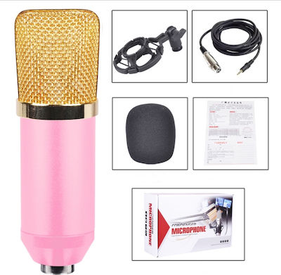 Condenser XLR Microphone BM-700 Shock Mounted/Clip On for Voice In Pink Colour